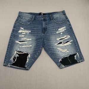 Jordan Craig Jean Shorts Mens Sz 40 Blue Denim Distressed Ripped Vintage Y2K